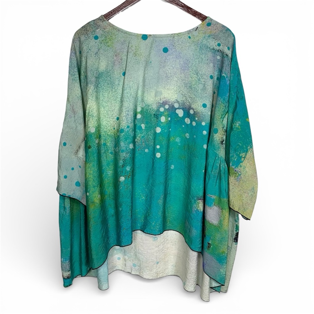 3Potato Clothing Elbow Sleeve Abstract Patterned Top Size M/L